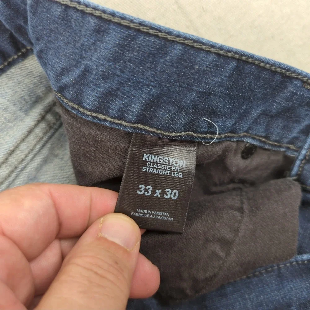 Express‎ Jeans Mens 33x30 Blue Kingston Classic Straight Dark Wash Stretch